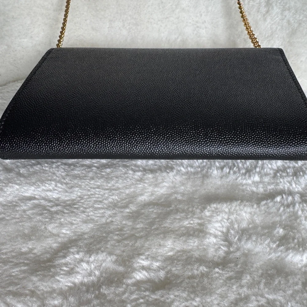 SAINT LAURENT Uptown Chain Wallet in Grain De Poudre Embossed Leather - Picture 6 of 14
